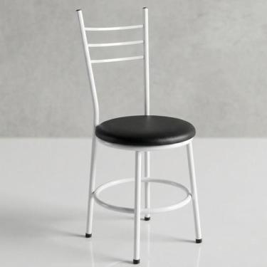 Imagem de Cadeira Estofada para Mesa de Jantar Tubular Liz Estrutura Branca:Pret