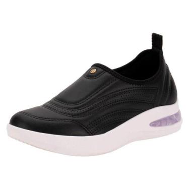 Imagem de Tênis Piccadilly Feminino SoftStep Slip On Sem Cadarço Leve, 35, Preto