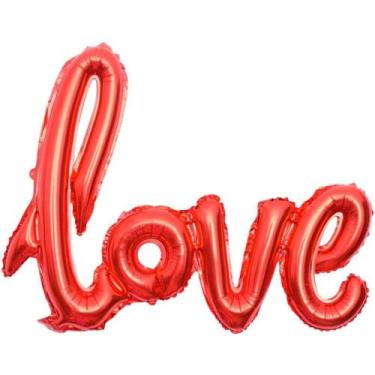 Imagem de Balão Metalizado Decorado Love Vermelho 108X65CM - Make