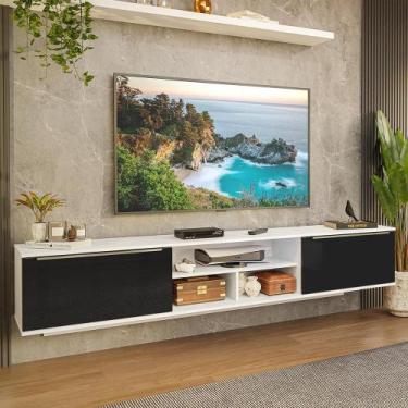 Imagem de Rack Suspenso para TV até 80 Polegadas 218 cm 2 Portas Branco/Preto Lu