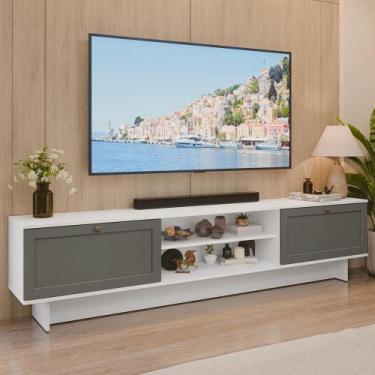 Imagem de Rack para TV até 80 Polegadas 218 cm 2 Portas B Vik Madesa, Branco/Cin