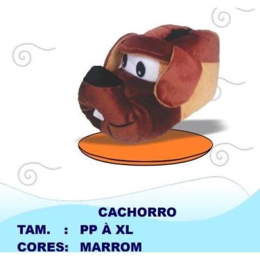 Imagem de Pantufa Cachorro Boné Marrom - Pé Quentinho, XL  43/45