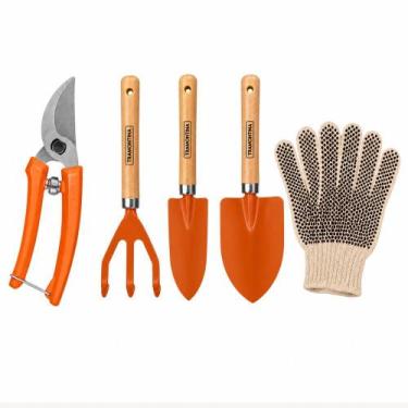 Imagem de Kit Jardinagem Tesoura de Poda Ferramentas e Luva Profissional - Tramo