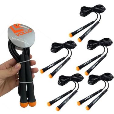 Imagem de Kit 5 Cordas de Pular em PVC Para Treinar Aeróbico VP1075 vollo, Preto
