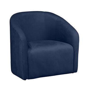 Imagem de Poltrona Decorativa Loren Orgânica para Sala de Estar Veludo Confortável Azul Loja Sheep