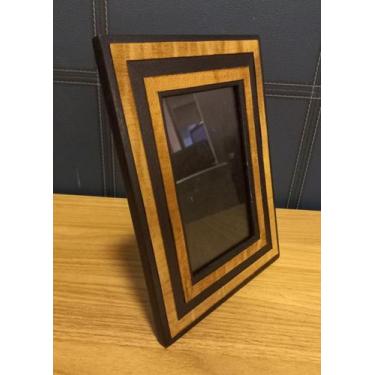 Imagem de Porta Retrato Preto - Ébano com Frisos de Madeira Rádica M - Via Decor