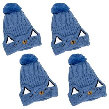 Imagem de kit 4 toucas gorro infantil de pompom bichinho para menino menina forr