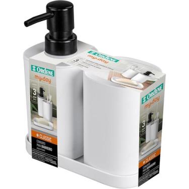 Imagem de Kit para banheiro e lavabo Conjunto com dispenser porta escova e sabon