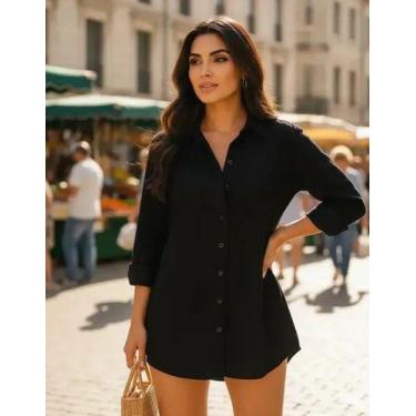 Imagem de Chemise Feminina Manga Longa Elegante Saída Praia Elegante - Doce Char