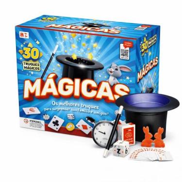 Imagem de Kit de Mágicas Infantil 30 Truques Cartola e Varinha Caixa de Mágicas 