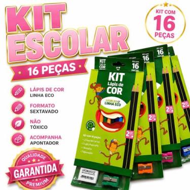 Imagem de Kit Lápis de Coer Com 16 Peças Apontador - 2 Lápis Preto HB - 1 Borrac