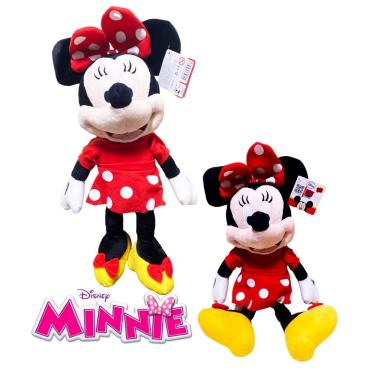 Imagem de Pelúcia com Som 3 Frases Minnie Mouse 40cm Urso Disney Fofa Linda Vestido Vermelho