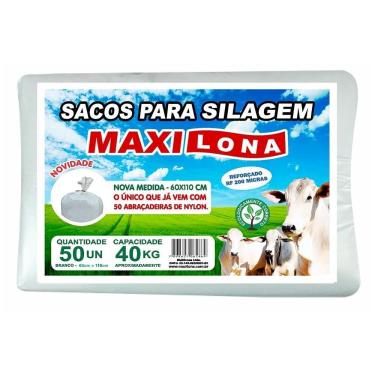 Imagem de Saco para Silagem Maxi Lona Branco 60 x 110cm + Abraçadeiras Nylon 200 Micras Embalagem com 50 Unidades