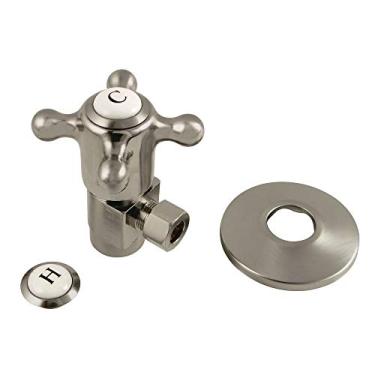 Imagem de Kingston Brass CD43308BXK 1/2" IPS x 3/8" O.D. Cartucho de disco rígido de cerâmica anti-apreensamento Deluxe com flange, níquel escovado