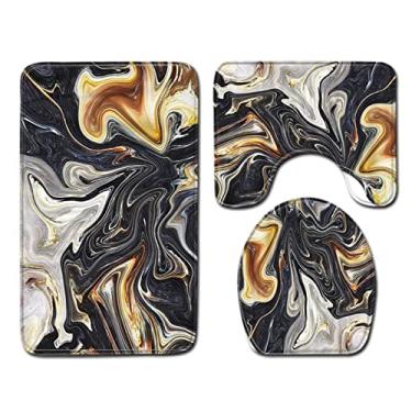 Imagem de Tapete de banheiro de mármore Tapete de banho Tapete de banho 3 pçs/conjunto Closestool Tapete de porta de banheiro Tapete de banheiro de flanela absorvente macio tapete de banheiro, PJ210515, A03, três, peça 45x75 cm