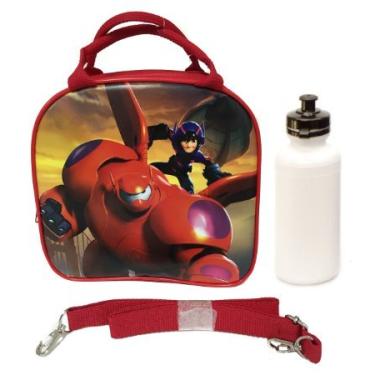 Imagem de Disney Lancheira New 2014 Hit Movie Big Hero 6 Baymax Hero com alça de ombro + garrafa de água – vermelha