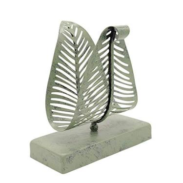 Imagem de Porta-guardanapos moderno independente com design de folhas, dispensador de lenços de mesa, organizador de guardanapos – verde rústico