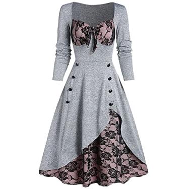 Imagem de Aivtalk Vestidos vitorianos góticos para mulheres, fantasias, vestido de baile de máscaras, vestido de festa de Halloween, Cinza, XX-Large