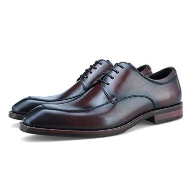 Imagem de Sapatos sociais masculinos de couro Oxford sapatos formais para homens moderno bico redondo casual formal de couro mocassins sapatos para festa de casamento trabalho