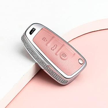 Imagem de CSHU Porta-chaves em couro TPU Porta-chaves para carro Capa para chaves Porta-chaves Anel, adequado para AUDI A1 A4 A3 A6 TT Q3 Q7 S3, rosa