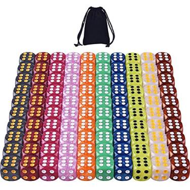 Imagem de AUSTOR Conjunto de dados de jogo com 100 peças, 6 lados, 10 cores de pérola, bordas arredondadas, dados para Tenzi, Farkle, Yahtzee, Bunco ou ensino de matemática com bolsa de armazenamento de veludo