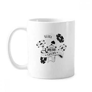 Imagem de Baralho de cartas fichas utensílios de jogo caneca padrão cerâmica café porcelana xícara louça louça