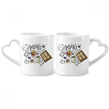 Imagem de Sobremesas Chocolate Morango França Casal Porcelana Conjunto de Caneca Cerâmica Amante Copo Punho Coração