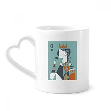 Imagem de Ilustração de cartas de baralho Q padrão caneca café cerâmica copo de coração de vidro