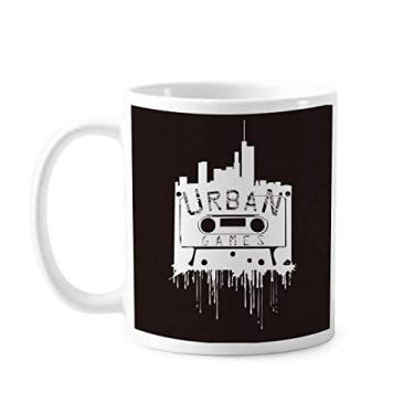 Imagem de Caneca de grafite com padrão de contorno de ponto de rua cerâmica xícara de porcelana de café louça