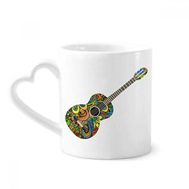 Imagem de Caneca de design de instrumento musical de guitarra café cerâmica copo de coração de vidro