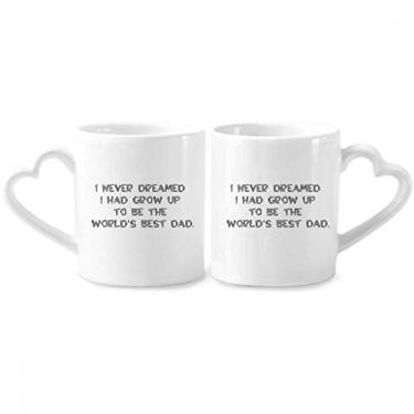 Imagem de Conjunto de canecas de porcelana para casais, com citação Dreaming World's Best Dad Festival