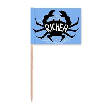 Imagem de Bandeiras de palito de dente natural com contorno de animal de caranguejo preto para decoração de festa