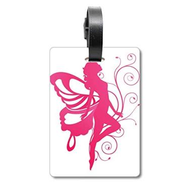 Imagem de Borboleta com asa rosa anjo bonito mala etiqueta bagagem cartão pendurado etiqueta, Multicolorido.