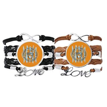 Imagem de DIYthinker Pulseira de mão com estampa de combinação de desenho animado abstrato pulseira de corda de couro conjunto duplo presente, Não se candidatar