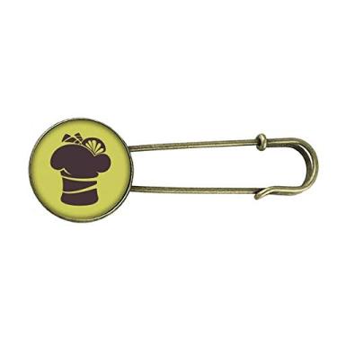 Imagem de Broche de metal retrô com contorno de sorvete de limão preto