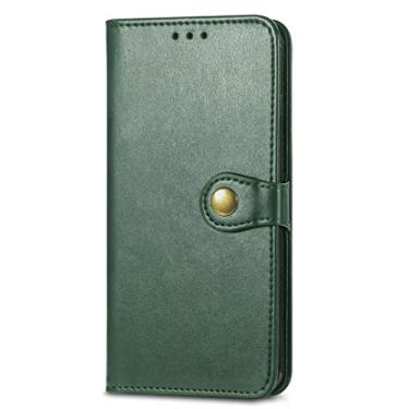 Imagem de BoerHang Capa para HTC Wildfire E Plus, capa de couro carteira flip com slot para cartão, couro PU premium, capa de telefone com suporte para HTC Wildfire E Plus. (verde)