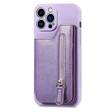 Imagem de Capa de telefone carteira de couro com zíper para iPhone 14 13 Pro Max 12 11 13Mini XS X XR 6 8 7 Plus SE 2022 Capa, Roxa, para iPhone 7plus 8plus