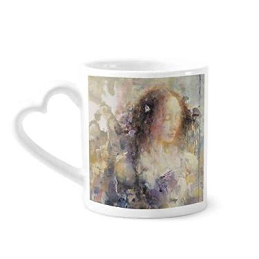 Imagem de Caneca de pintura a óleo Pausa XJJ Caneca de café cerâmica copo de coração de vidro