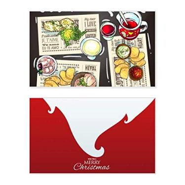 Imagem de Bar gourmet sopa de bife, limonada, feriado, feriado, cartão de felicitações, mensagem de Natal