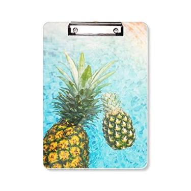 Imagem de Abacaxi vermelho frutas imagem azul água prancheta pasta bloco de escrita placa de suporte A4