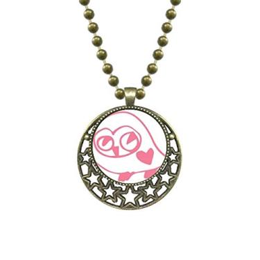 Imagem de DIYthinker Colar em forma de coração com pingente de estrela e lua para proteger pássaro