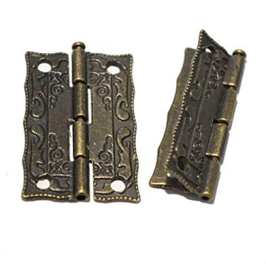 Imagem de 10 peças dobradiças dobráveis de bumbum 180 graus dobradiça de bronze antigo vintage com parafusos para portas de móveis, armários de janelas, caixas de madeira para joias e peitoral (comprimento: 1-7/16 polegadas, largura: 7/8 polegadas)