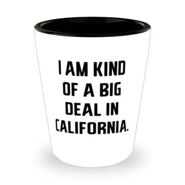 Imagem de I am Kind of a Big Deal na Califórnia. Copo de shot, presente da Califórnia, copo de cerâmica para mordaça