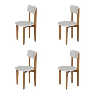 Imagem de Kit 4 Cadeiras Em Madeira Maciça Elisa Para Sala De Jantar Off-White -