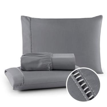 Imagem de Kit Roupa de Cama Casal 3 Peças 400 Fios Toque Suave - Charme do Lar, 