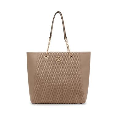 Imagem de Anne Klein Bolsa média franzida com alças de corrente, trufa