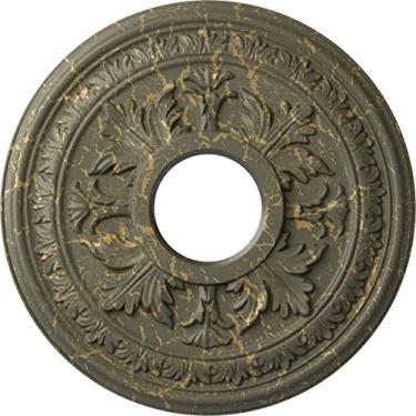 Imagem de Ekena Millwork CM15BAWHC Medalhão de teto Baltimore, 48 cm OD x 4 1/10.2 cm ID x 1 1/5.1 cm, Pintado à mão Witch Hazel Crackle