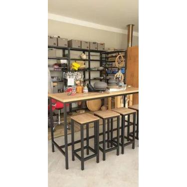 Imagem de Mesa Bistrô Estilo/Modelo Industrial com 4 banquetas  (1,20 x 0,60) - 