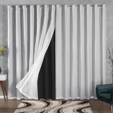 Imagem de Cortina Blackout Tecido Com Voil 2,80x2,30 Sala Quarto - MH Enxovais, 
