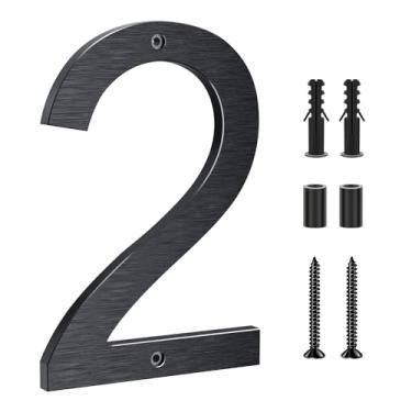 Imagem de Yafimea Números de casa grandes pretos de 20 cm para o exterior, números de endereço residenciais modernos de metal para casa, números flutuantes externos de alumínio para portão de garagem de Wall